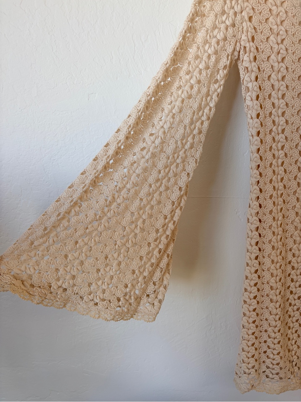 Free People Crochet Lace Women's Dress - Wide Sleeves Natural - Picture 4 of 5